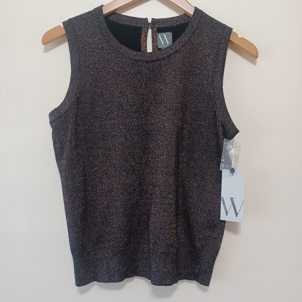 Worthington Sleeveless Blouse Metallic Copper Stretchy Size Small NWT